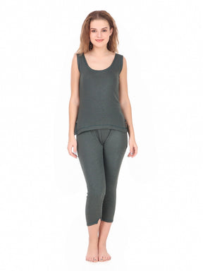 WOMEN'S CUT SLEEVES THERMAL TOP AND BOTTOM SET