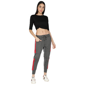 Women's Cotton Slim Fit Joggers Track Pants with 2 Zippered Pockets
