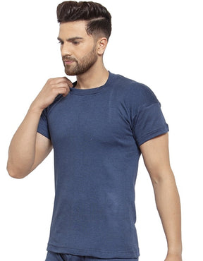 MEN'S HALF SLEEVES SOLID ROUND NECK THERMAL TOP