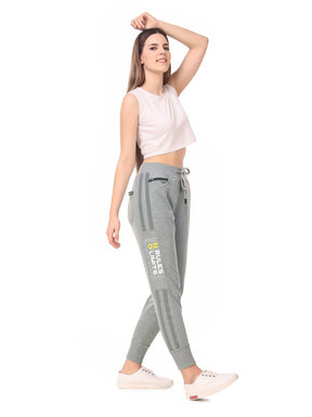 Women's Cotton Slim Fit Joggers Track Pants with 2 Zippered Pockets