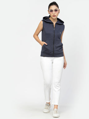 UZARUS Women's Half Sleeves Cotton Anthra Jacket with Hood