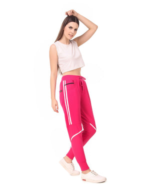 Women's Cotton Slim Fit Joggers Track Pants with 2 Zippered Pockets