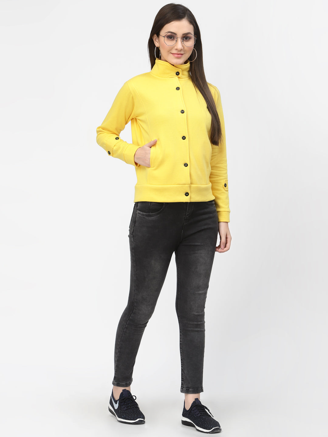 Women's Solid Cotton Tailored Full Sleeve Jacket