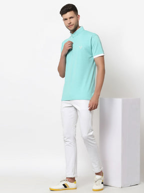 Men's 4 Button Solid Cotton Regular Fit Polo T-Shirt