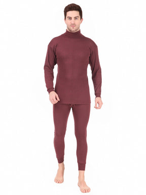 MEN'S SOLID HIGH NECK THERMAL WEAR TOP AND BOTTOM SET