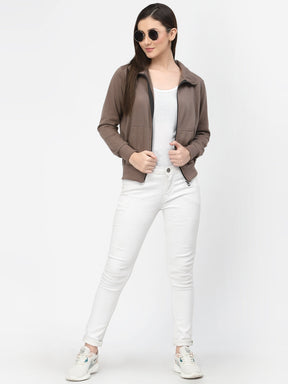 UZARUS Women's Cotton Fleece Latest Stylish Sweatshirt Jacket