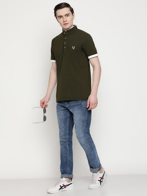 Men's 4 Button Solid Cotton Regular Fit Polo T-Shirt