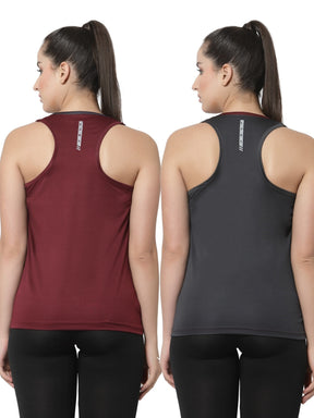 UZARUS Women's Dry Fit Workout Tank Top Sports Gym T-Shirt (Pack Of 2)