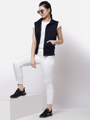 UZARUS Women's Half Sleeves Cotton Fleece Premium Jacket