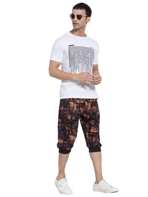 Men's Cotton Three Fourth Capri Shorts With Two Zippered Pockets