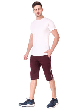 Men's Cotton Three Fourth Capri Shorts With Two Zippered Pockets