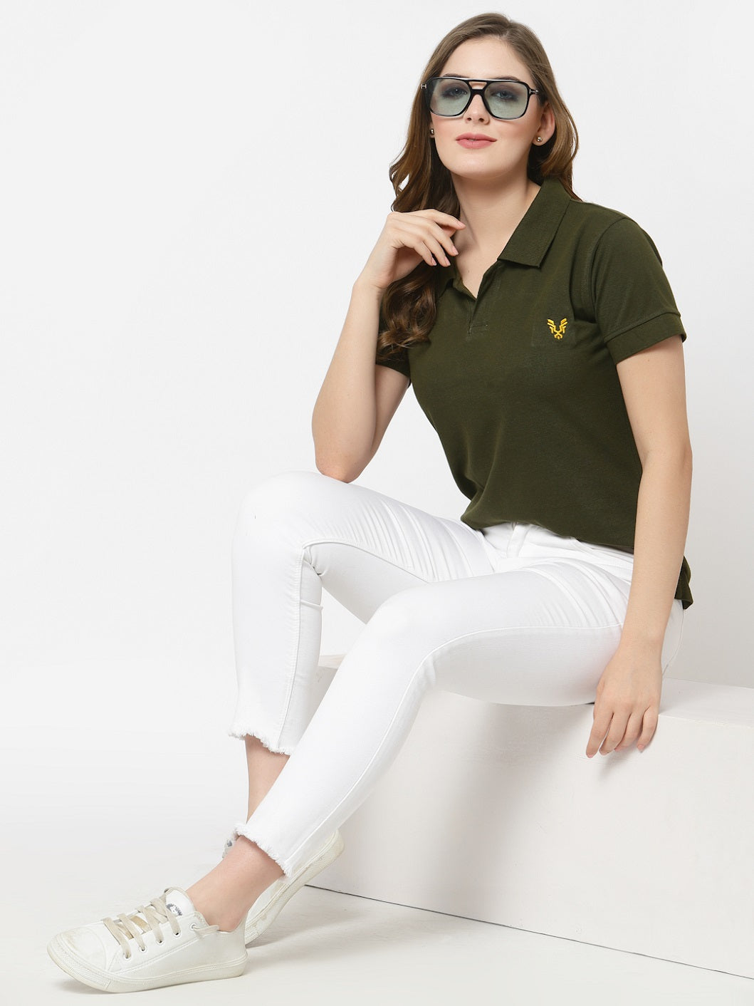 UZARUS Women's Cotton Polo Collar Neck T-Shirt Top