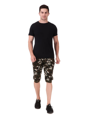 Men's Cotton Three Fourth Capri Shorts With Two Zippered Pockets