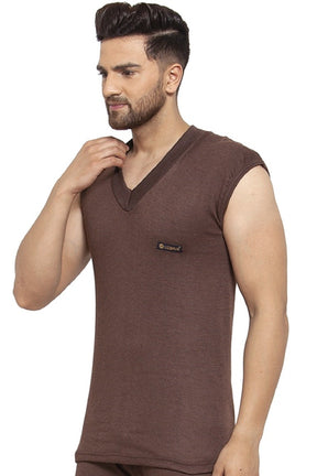 MEN'S SLEEVELESS SOLID V NECK THERMAL TOP
