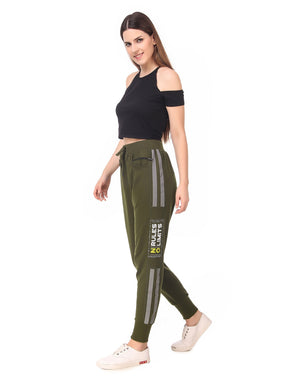 Women's Cotton Slim Fit Joggers Track Pants with 2 Zippered Pockets
