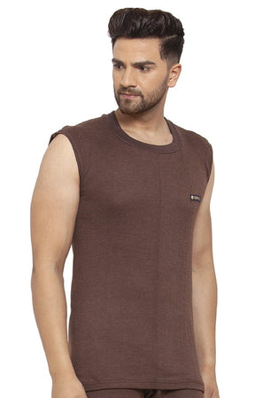 MEN'S SLEEVELESS SOLID ROUND NECK THERMAL TOP
