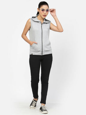 UZARUS Women's Half Sleeves Cotton Anthra Jacket with Hood