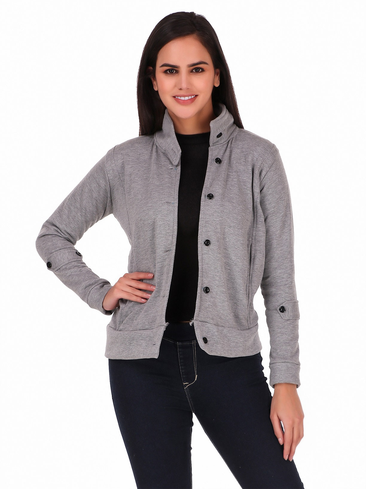 Women's Solid Cotton Tailored Full Sleeve Jacket