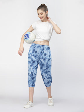 UZARUS Women's Animal Print Tie-Dye Strechable Capri 3/4th Shorts