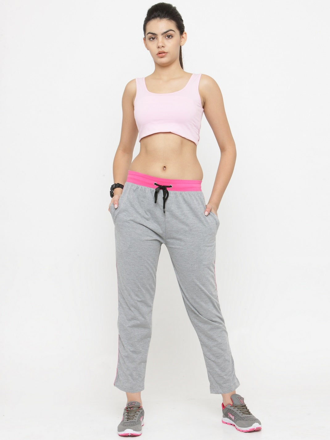 Womens 3/4 Cropped Gym Track Pants Grey Workout Capri | Iron Tanks