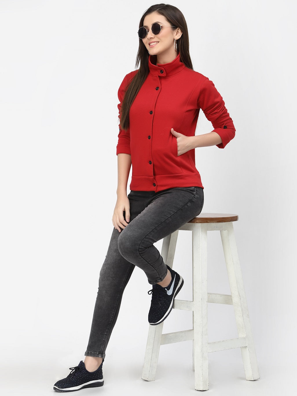 Women's Solid Cotton Tailored Full Sleeve Jacket