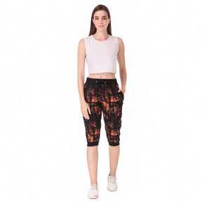 Women's Cotton Three Fourth Capri Shorts With Two Zippered Pockets