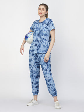 Uzarus Pajama Set for Woman| Animal Print Tie-Dye Night Suit Set| Lounge Wear| Full Pair Set for Women| Outfit for Girls| Nightwear| Tracking| Outdoor Pajama Set
