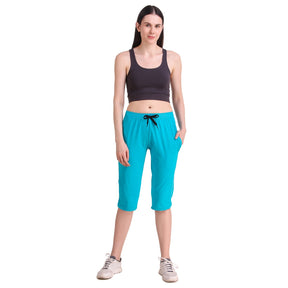 Women's Cotton Three Fourth Capri Shorts With Two Zippered Pockets