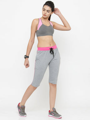 Women's Cotton Three Fourth Capri Shorts With Two Zippered Pockets