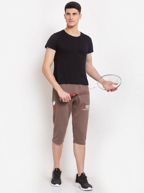 UZARUS Men's Cotton Three Fourth Capri Shorts With Two Zippered Pockets