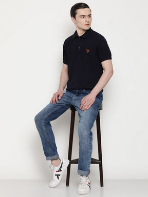 Men's Solid Cotton Regular Fit Polo T-Shirt