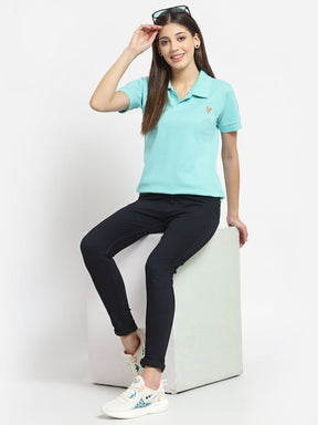 UZARUS Women's Cotton Polo Collar Neck T-Shirt Top