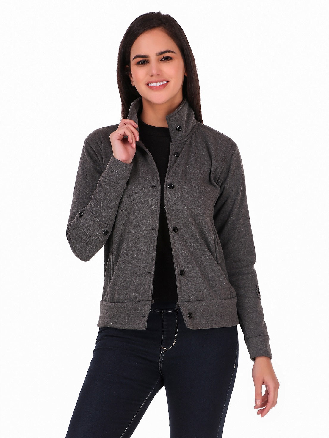 Women's Solid Cotton Tailored Full Sleeve Jacket