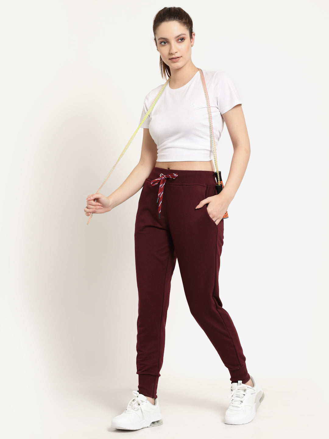 Women's Cotton Regular Fit Joggers Track Pants with Zippered Pocket