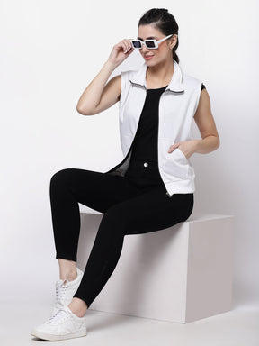 UZARUS Women's Half Sleeves Cotton Fleece Premium Jacket