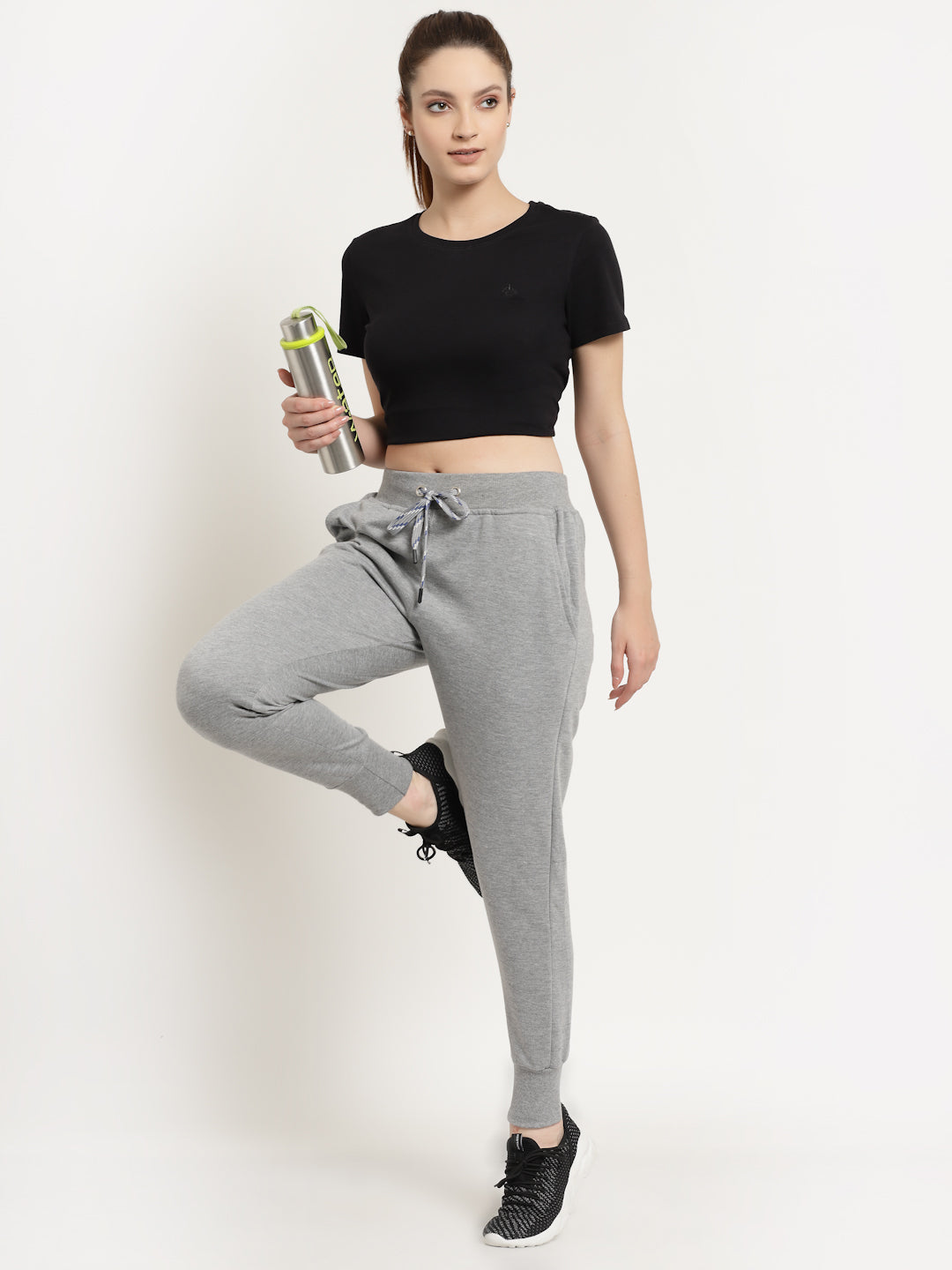 Women's Cotton Regular Fit Joggers Track Pants with Zippered Pocket