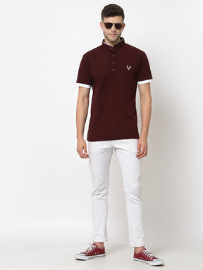 Men's 4 Button Solid Cotton Regular Fit Polo T-Shirt
