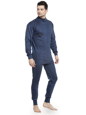 MEN'S SOLID HIGH NECK THERMAL WEAR TOP AND BOTTOM SET