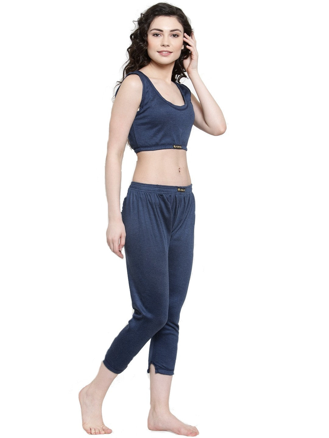 WOMEN'S SOLID INNER THERMAL WEAR TOP AND BOTTOM SET