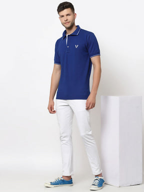 Men's Solid Cotton Regular Fit Polo T-Shirt