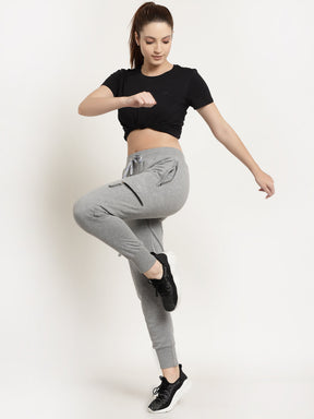 Women's Cotton Regular Fit Joggers Track Pants with 4 Zippered Pockets