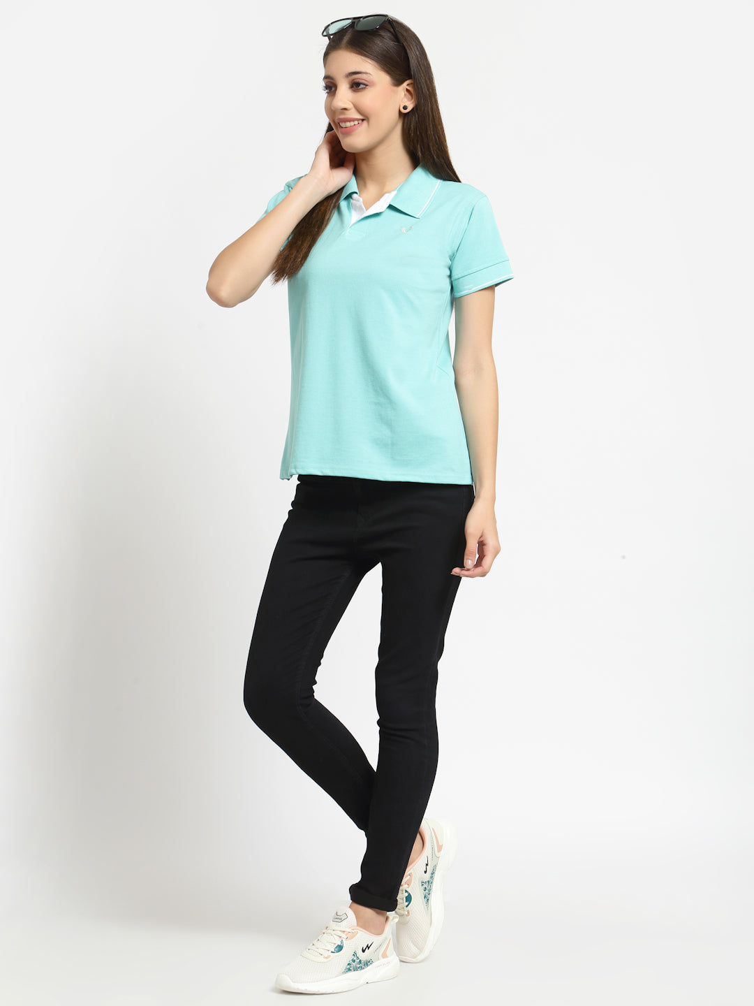 UZARUS Women's Cotton Polo Collar Neck T-Shirt Top
