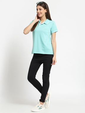 UZARUS Women's Cotton Polo Collar Neck T-Shirt Top
