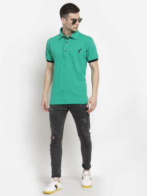 Men's Solid Cotton Regular Fit Polo T-Shirt