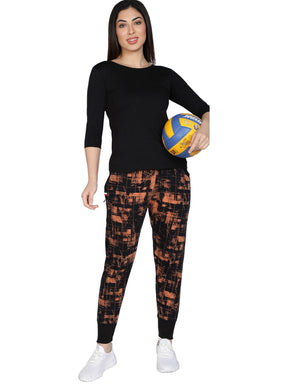 Women's Cotton Slim Fit Joggers Track Pants with 2 Zippered Pockets