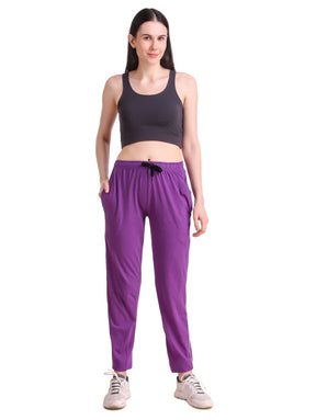 Uzarus Women's Cotton Track Pants With 2 Zippered Pockets