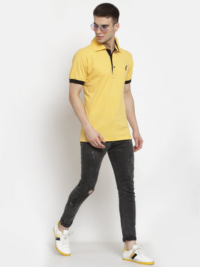 Men's Solid Cotton Regular Fit Polo T-Shirt