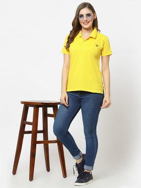 UZARUS Women's Cotton Polo Collar Neck T-Shirt Top