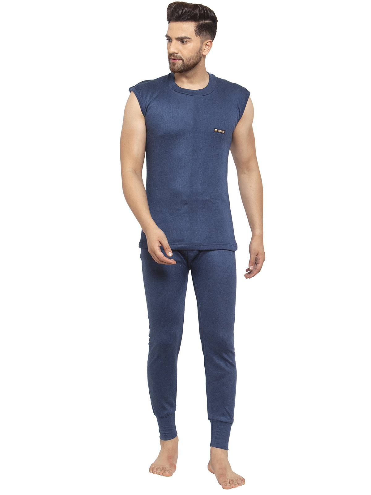 MEN'S SLEEVELESS THERMAL SET ( ROUND NECK VEST AND TROUSER)