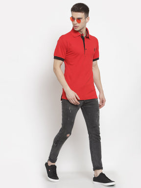 Men's Solid Cotton Regular Fit Polo T-Shirt